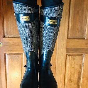 Herringbone pattern Tall Hunter Boots Size 9